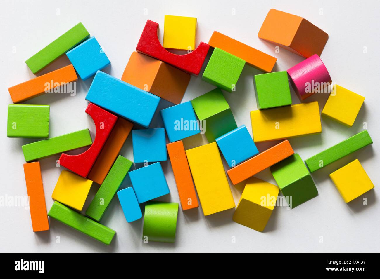 Multicolor blocks for children on the white background Stock Photo - Alamy