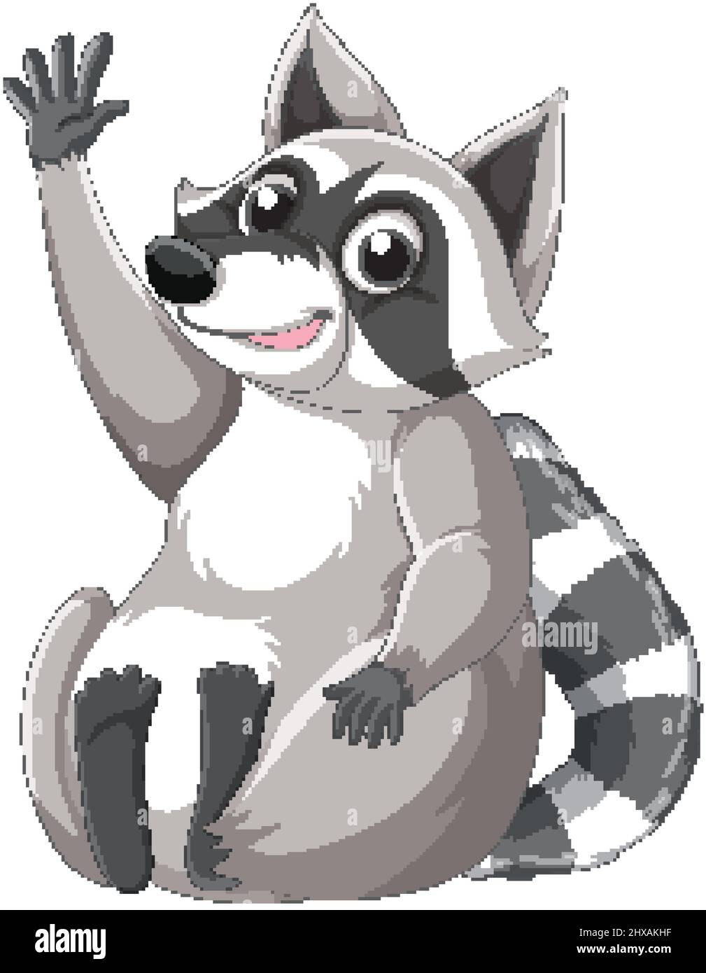 Cute cartoon raccoon sitting on white background illustration Stock ...