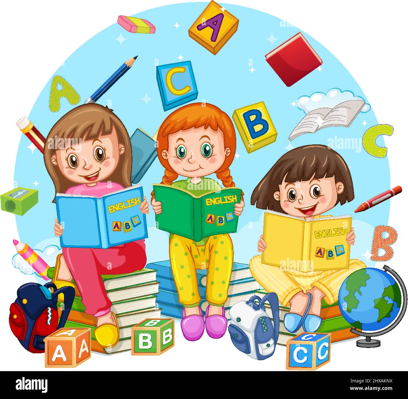 Kids reading books wallpaper