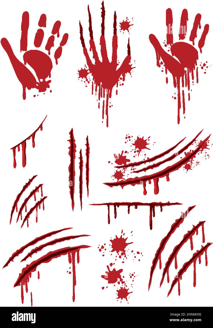 Set of different blood handprint illustration Stock Vector Image & Art ...