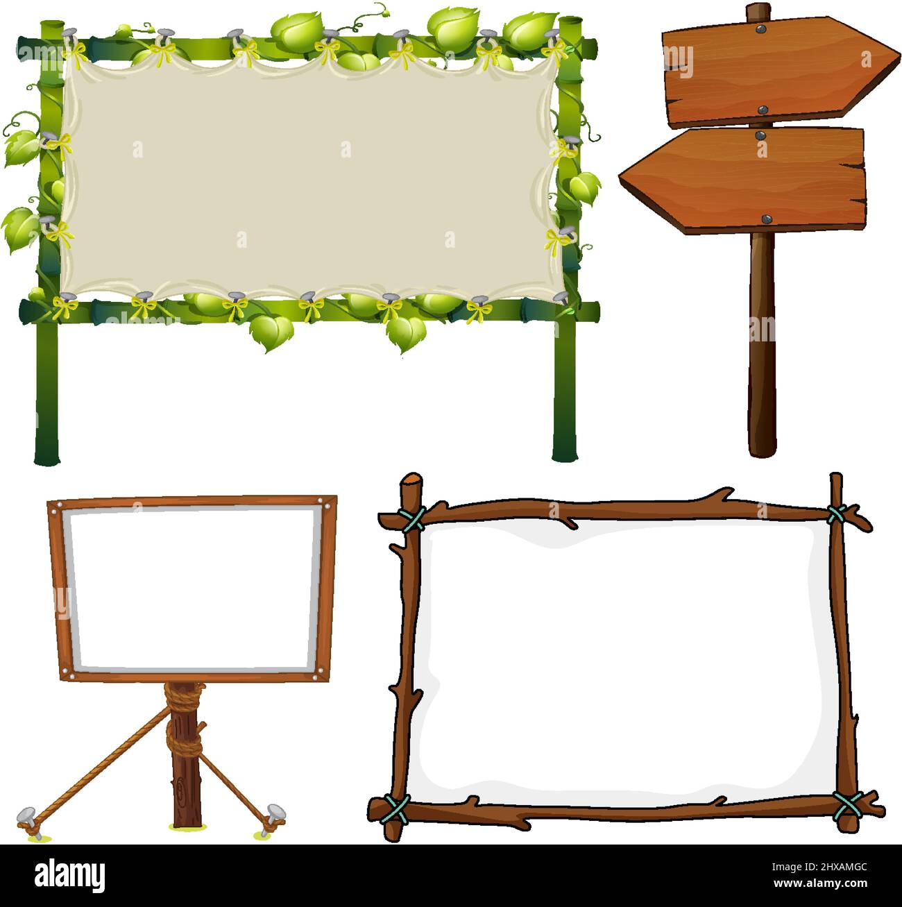 Set of wooden sign banner illustration Stock Vector Image & Art - Alamy