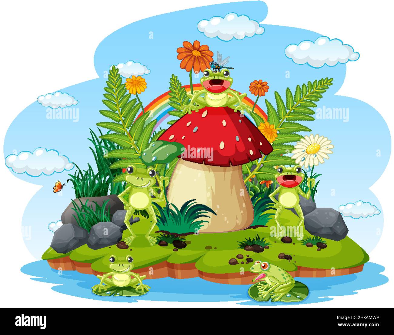 Frog living in nature illustration Stock Vector Image & Art - Alamy