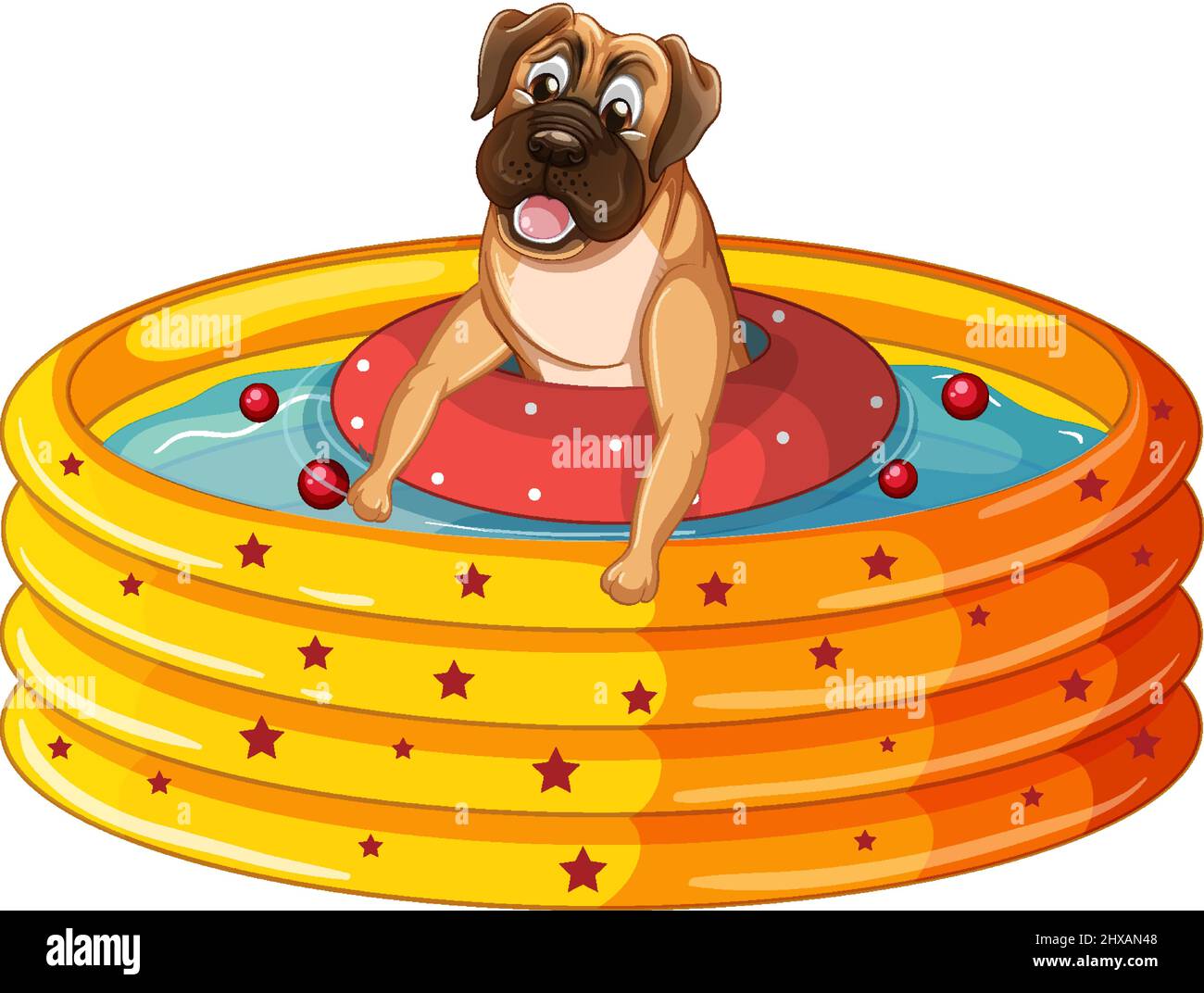 Cute dog swimming in the pool illustration Stock Vector Image & Art Alamy