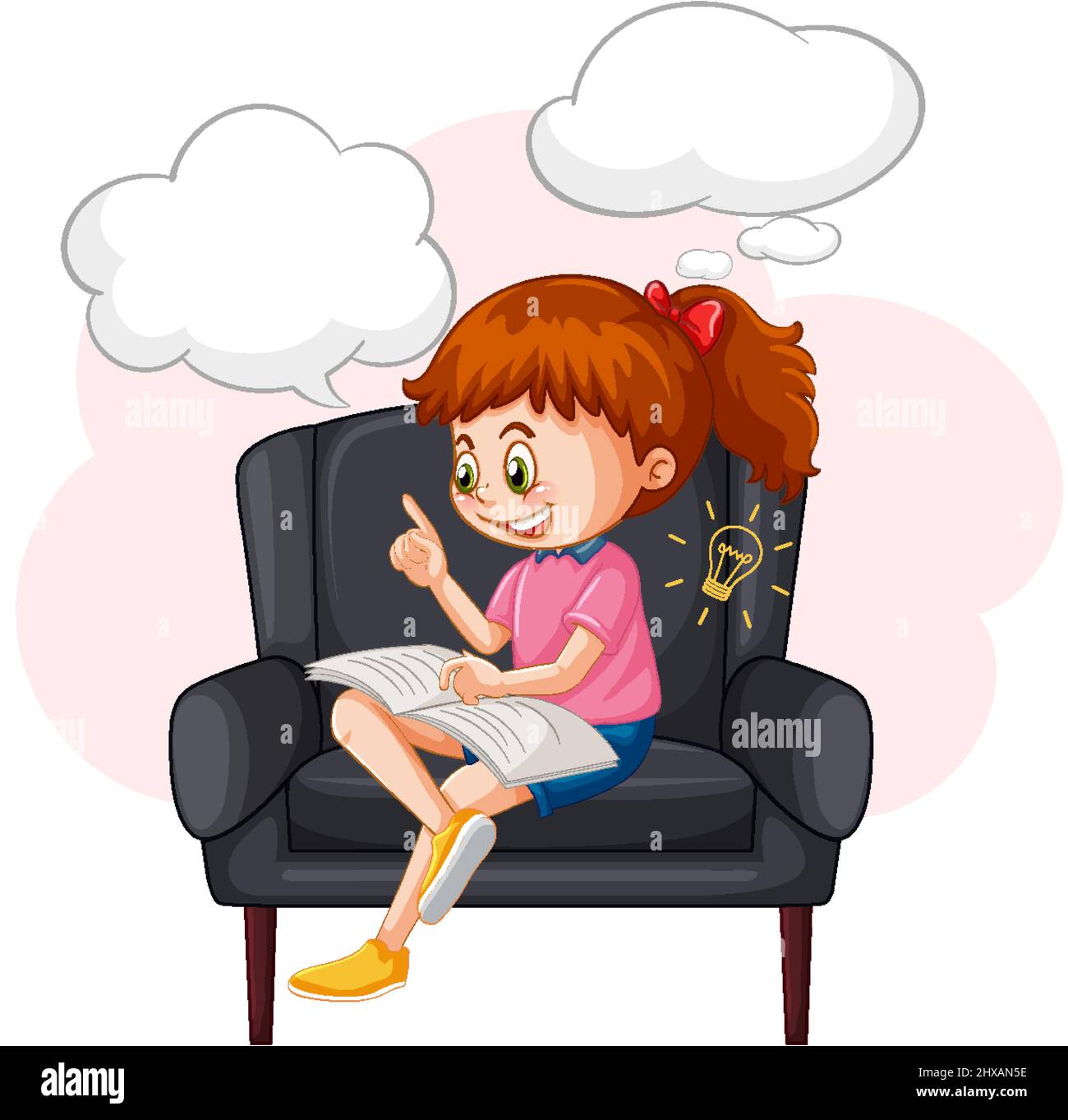 A kid reading book with speech bubble illustration Stock Vector