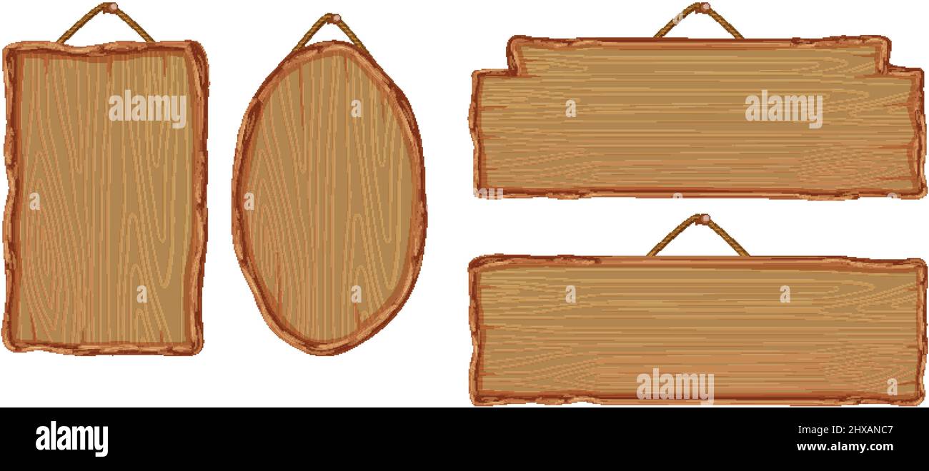 Set of different wooden sign boards illustration Stock Vector Image
