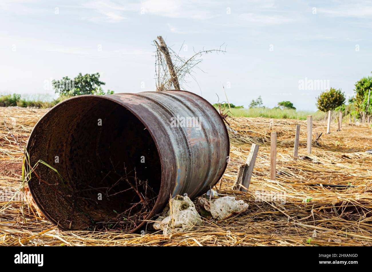 Empty Drum On Its Side Stock Photo Alamy