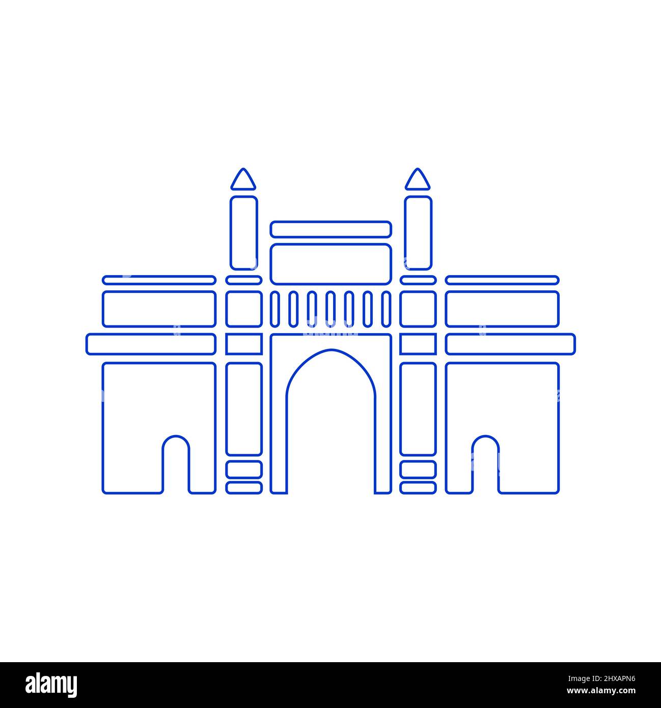 Gateway of India vector icon in line work. Gateway of India Flat Vector. Stock Vector