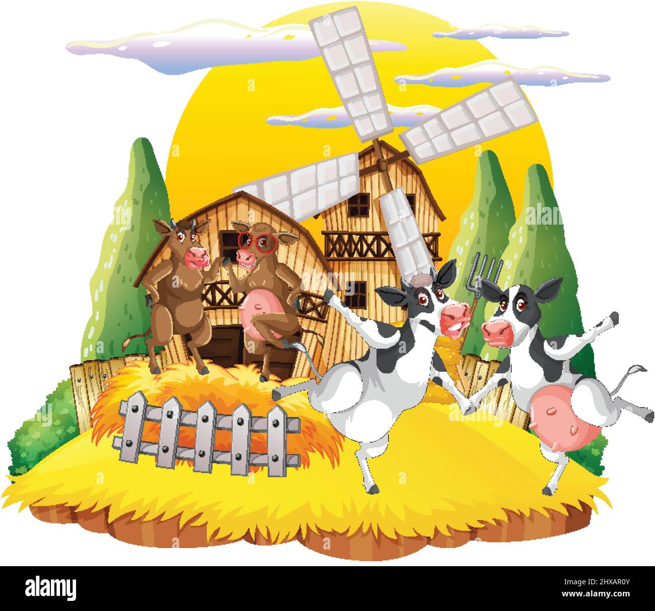 Isolated cartoon farm with animals illustration Stock Vector Image ...