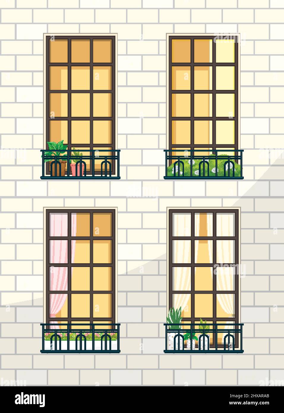 Building facade with windows illustration Stock Vector Image & Art - Alamy