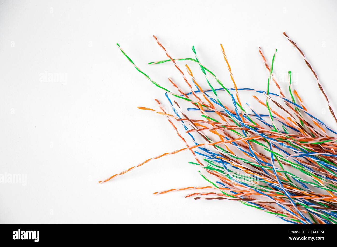 Internet cable on the white background, high angle view Stock Photo