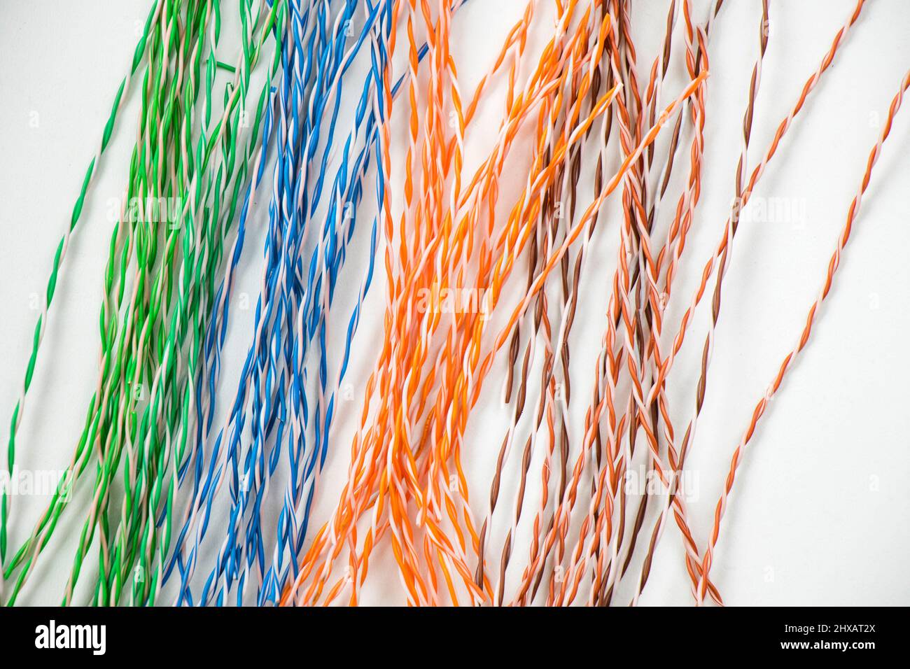 Internet cable on the white background, high angle view Stock Photo