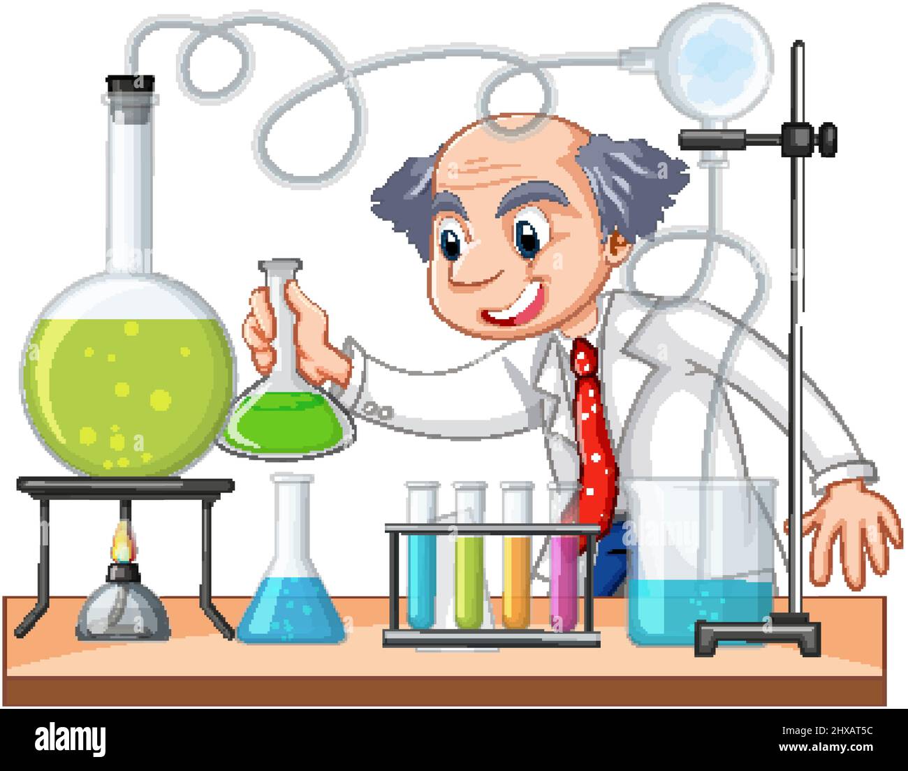 A chemist experiment at lab illustration Stock Vector