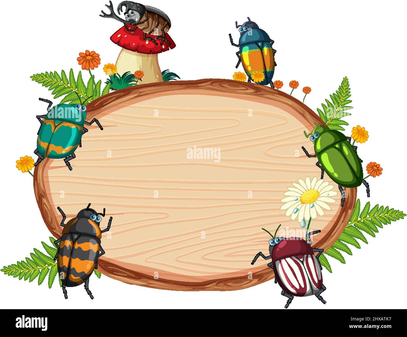 Insect with wooden frame board banner illustration Stock Vector Image ...