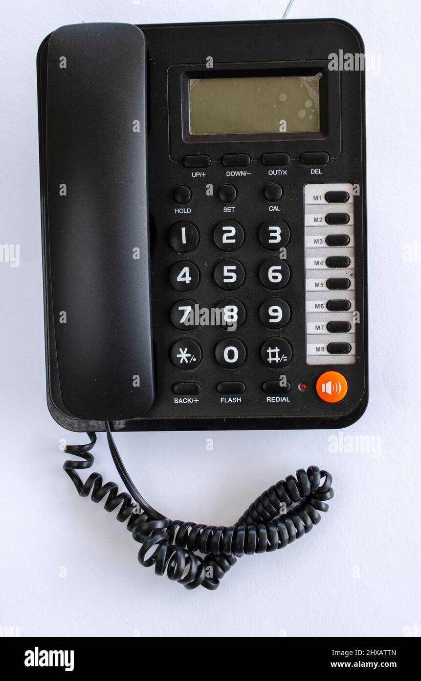 Black Fixed Line Telephone Stock Photo Alamy