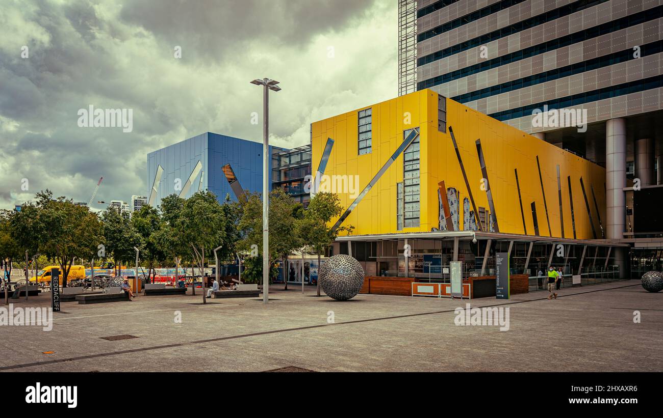 Brisbane, Australia Colourful Brisbane Square Library building Stock