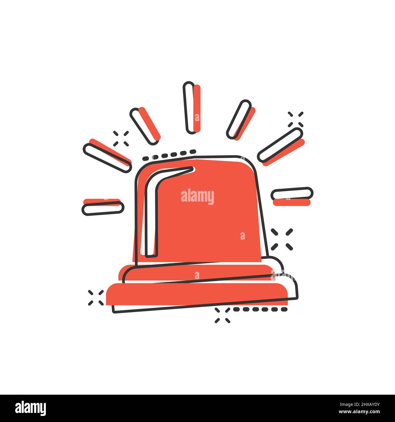 Emergency alarm icon in comic style. Alert lamp cartoon vector illustration  on isolated background. Police urgency splash effect sign business concept  Stock Vector Image & Art - Alamy