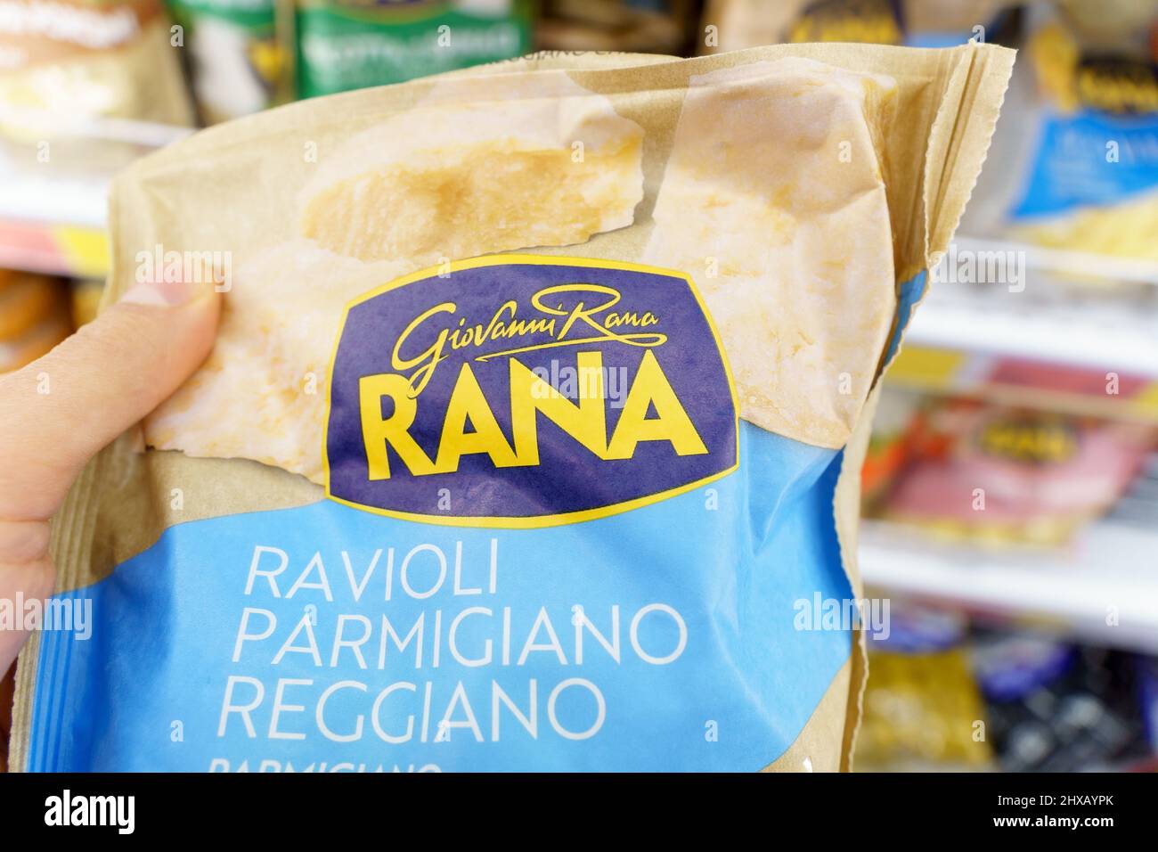 Tyumen, Russia-December 02, 2021: A package of Giovanni rana ravioli. Sold  in a grocery hypermarket Stock Photo - Alamy