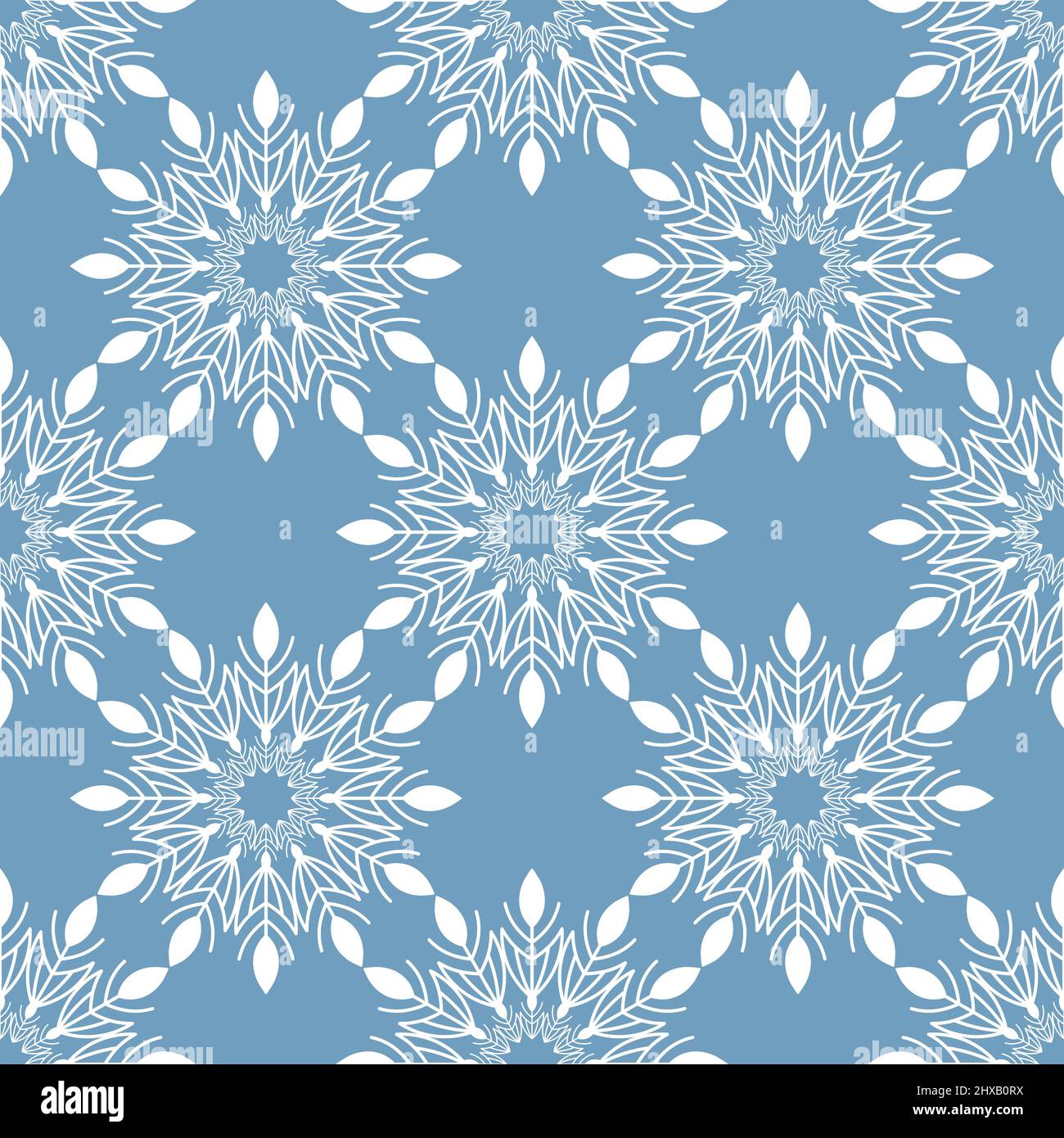 Winter seamless pattern with white snowflakes on blue background ...