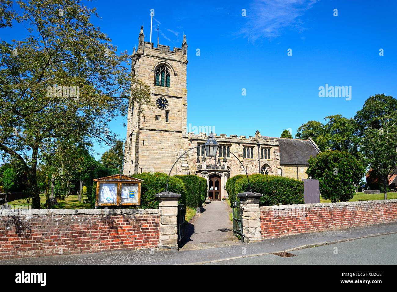 Entrance to All Saints Church along Church Lane, Kings Bromley, Staffordshire, England, UK, Europe. Stock Photo