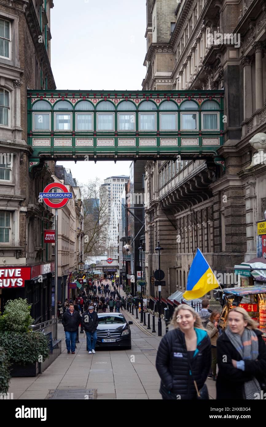 Villiers Street with Charing Cross Passage Above in Central London, UK Stock Photo