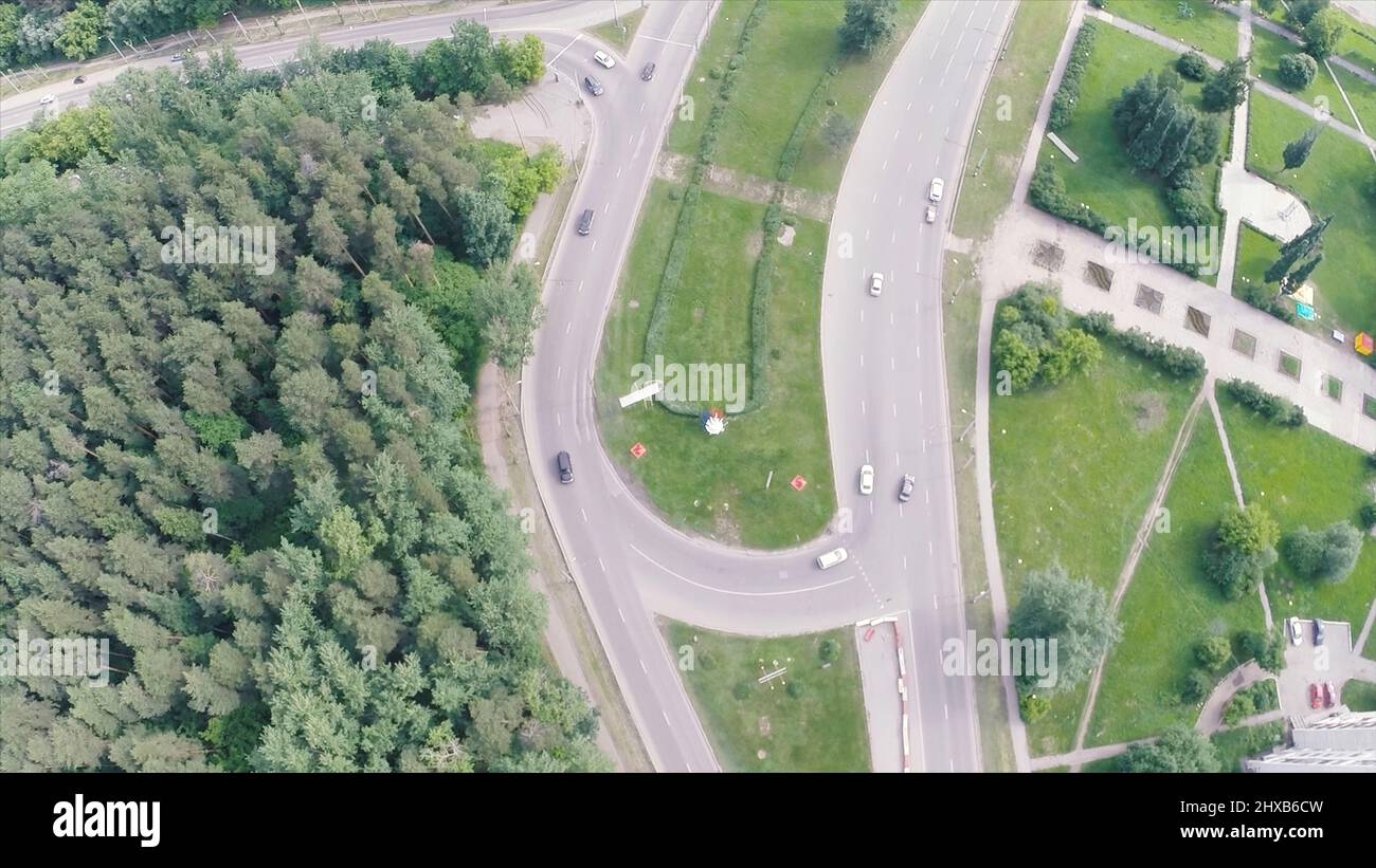 Elevated expressway. Clip. Aerial view. Top view of the road junction.  Background scenic road Stock Photo - Alamy