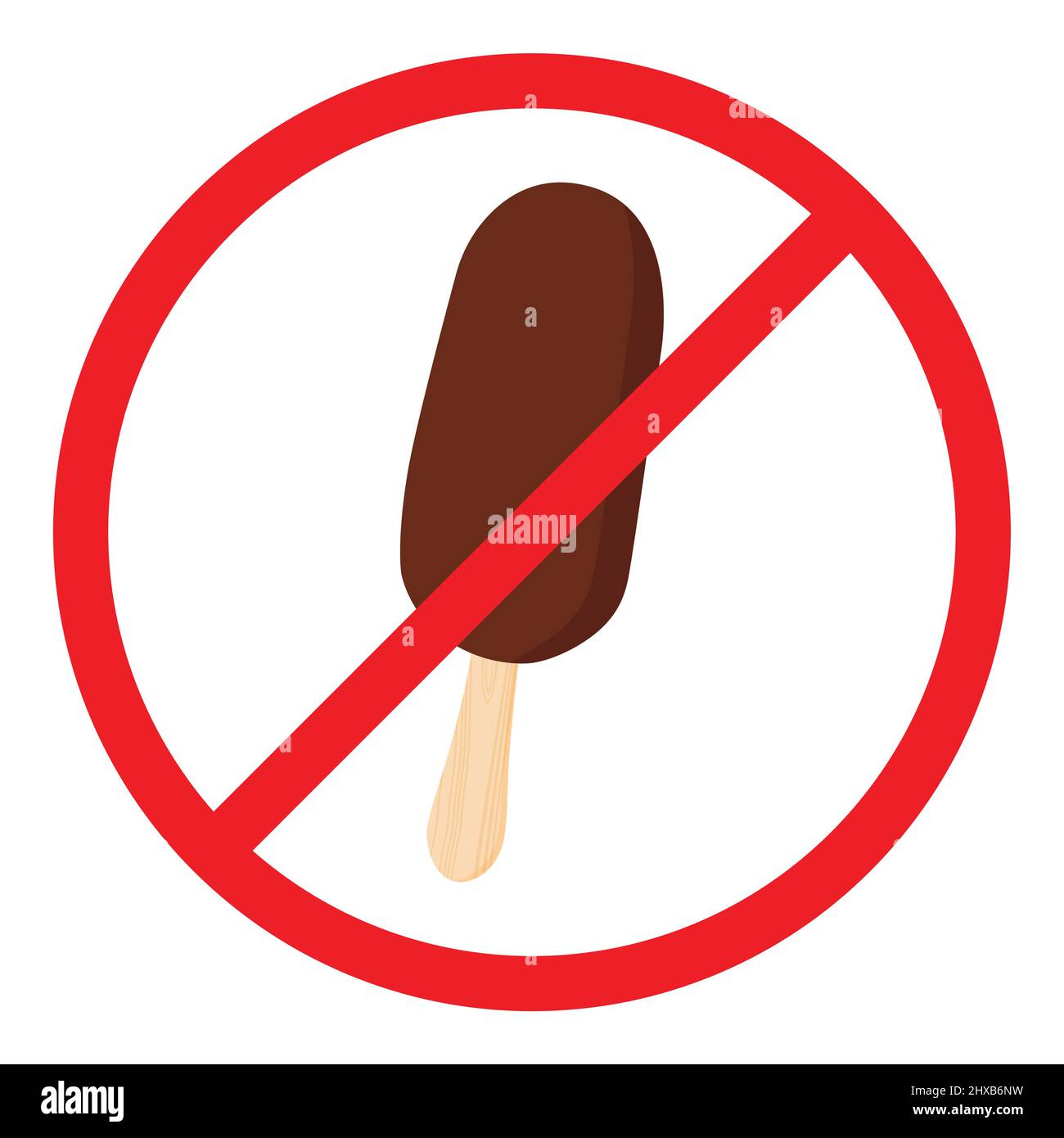 No eating sign vector illustration. No ice cream symbol. No ice cream