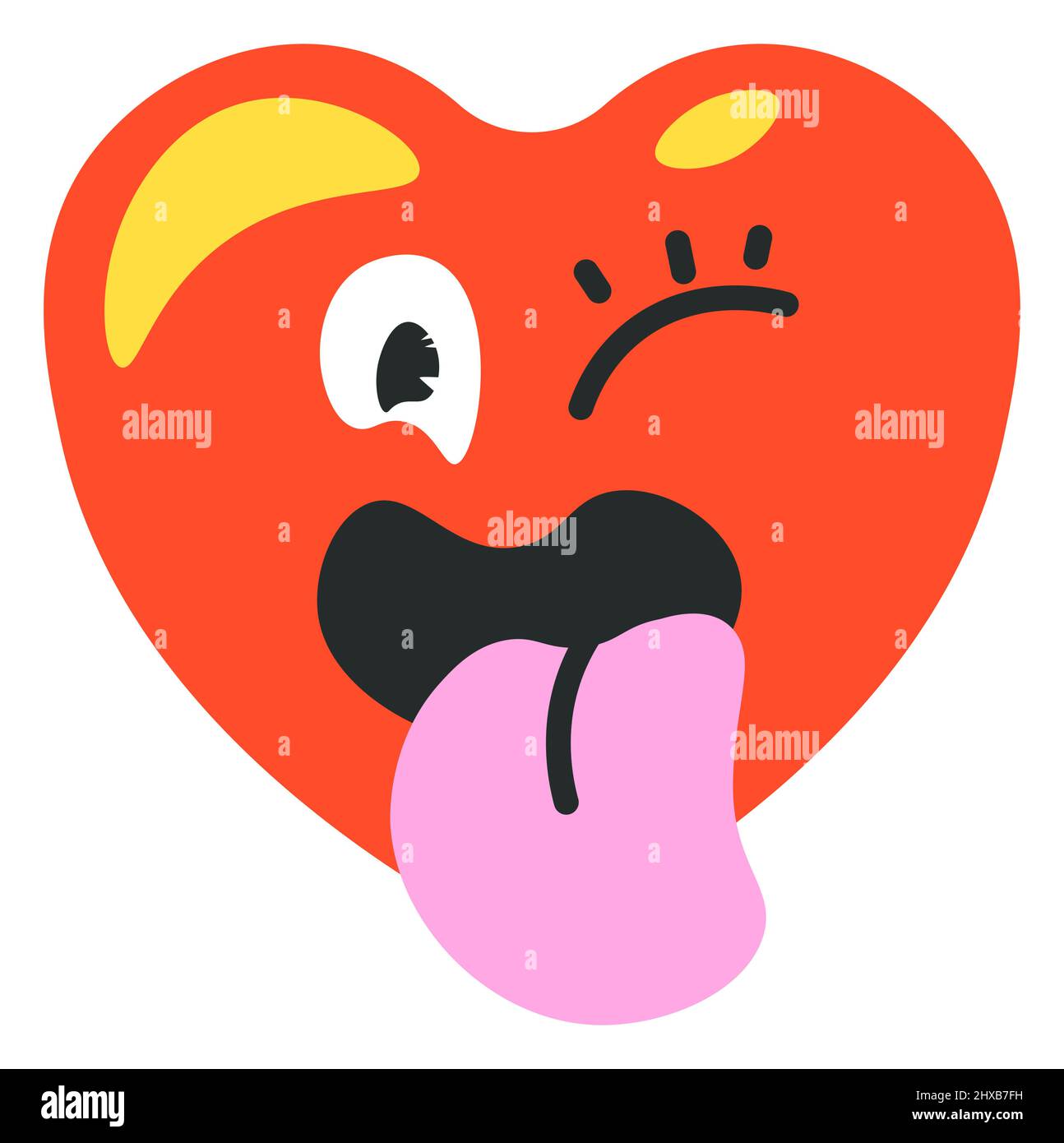 Heart character sticking out tongue, personage Stock Vector