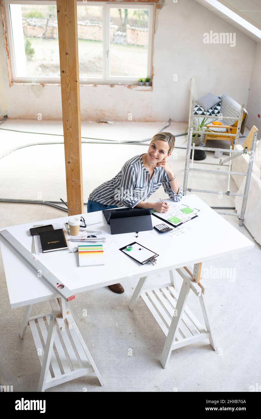 white architect desk