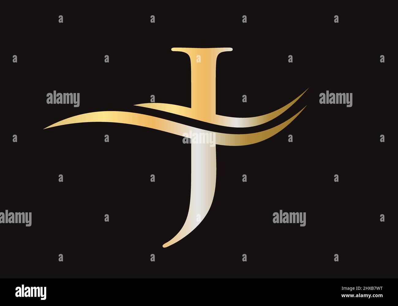 Letter J Logo Sign Design With Water Wave Concept. J Logo Design Vector Template Stock Vector