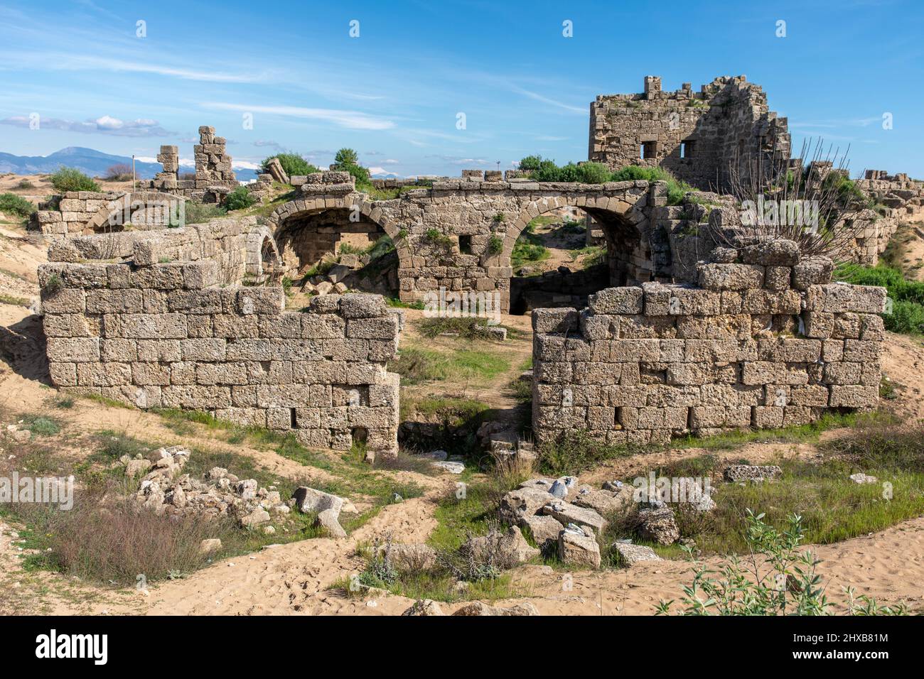 Side ancient city ruins, Side, Antalya, Turkey Stock Photo - Alamy