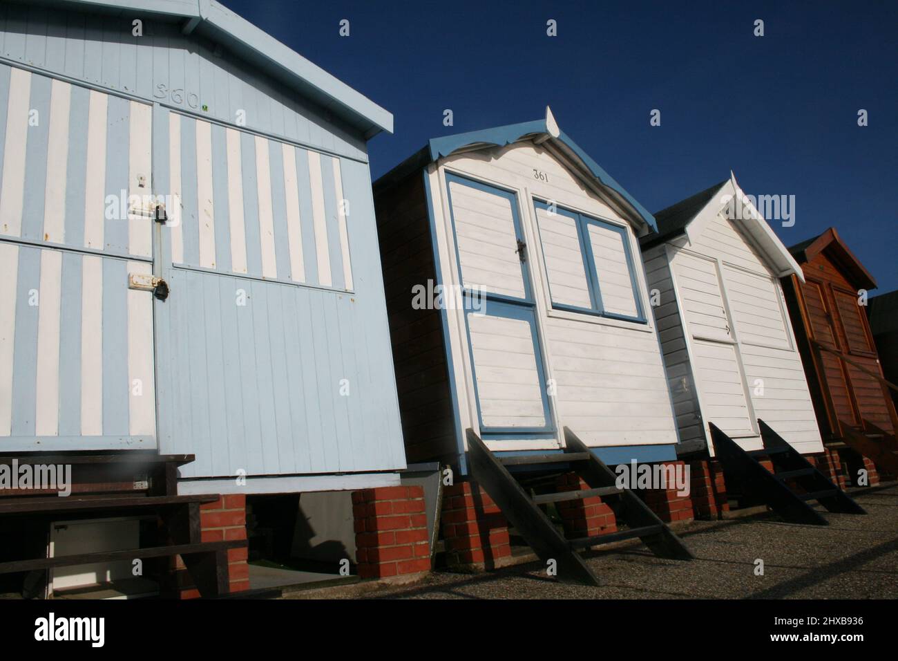 Beach Huts, Frinton on Sea Essex Stock Photo