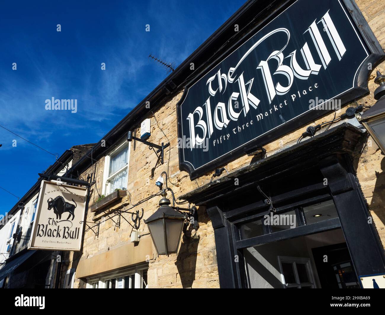 The Black Bull public house in the Market Place at Wetherby West Yorkshire England Stock Photo