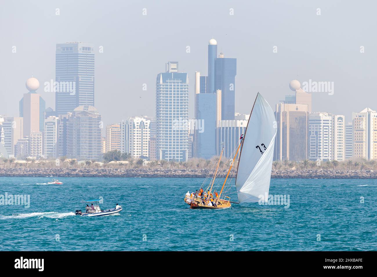 Abu Dhabi, UAE March 17, 2013 Traditional 60 feet dhow sailing race