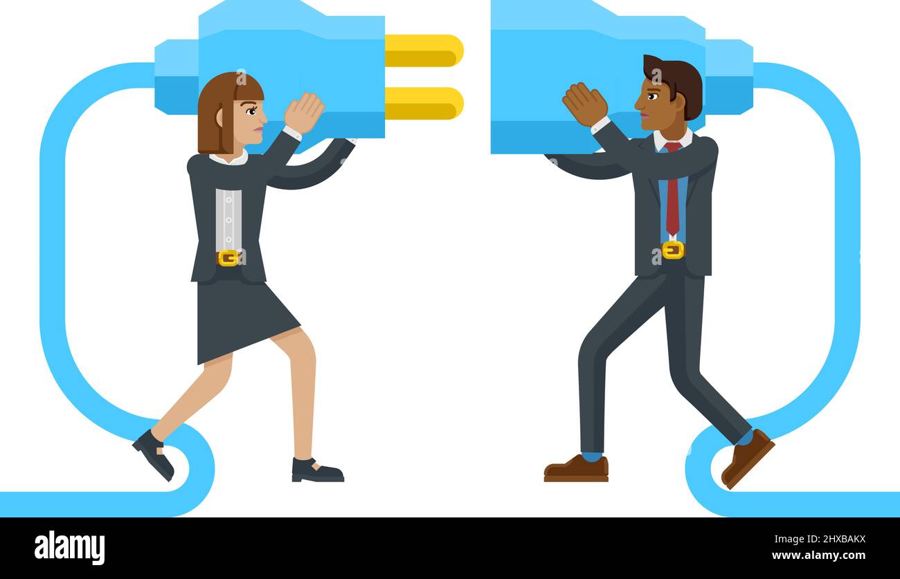 Connecting Plug Fitting Together Business Concept Stock Vector