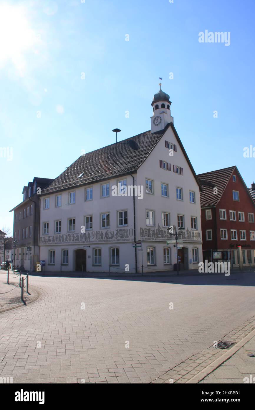 Town hall of the city of Bad Wurzach in Baden-Württemberg Stock Photo