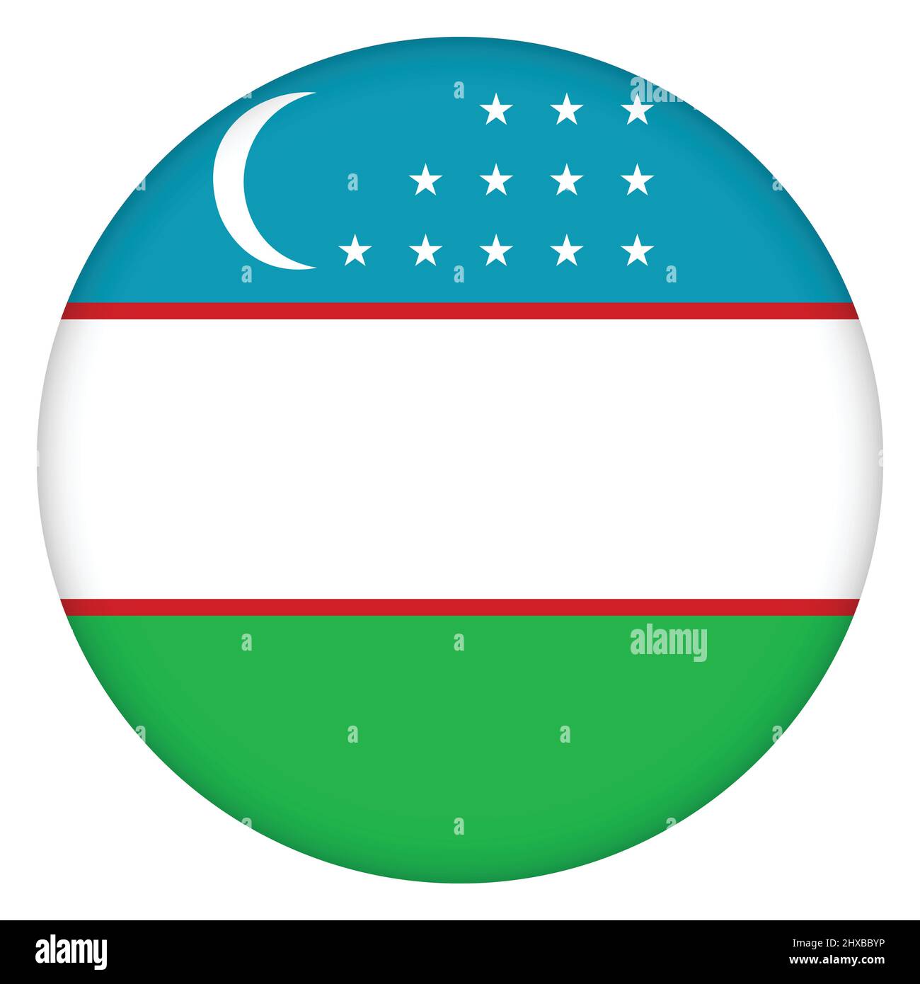 Round Icon With Flag Of Uzbekistan Glass Light Ball Sticker Sphere Uzbek National Symbol