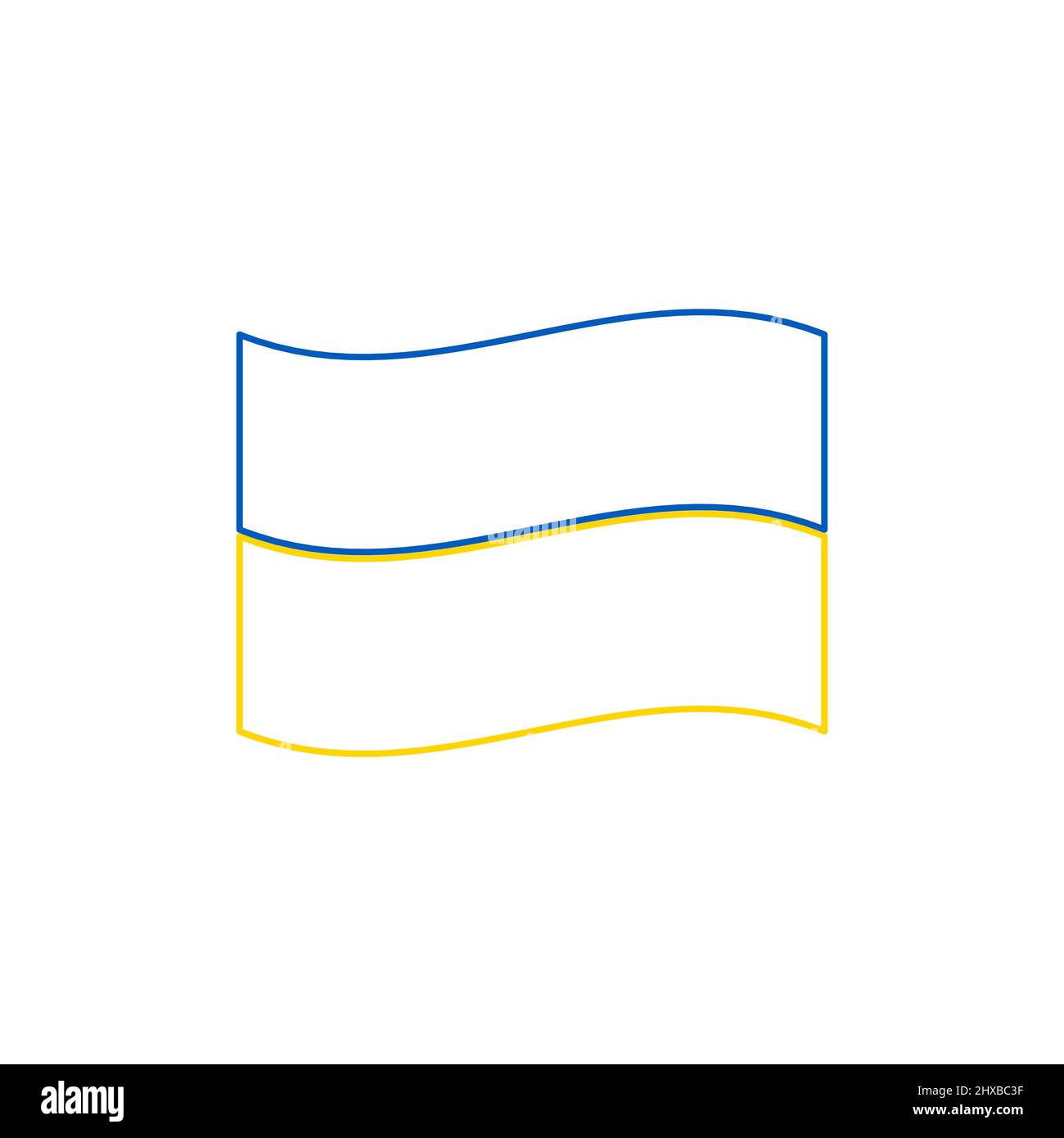 Minimalist linear Ukrainian Flag. Stock vector illustration isolated on white background. Stock Vector