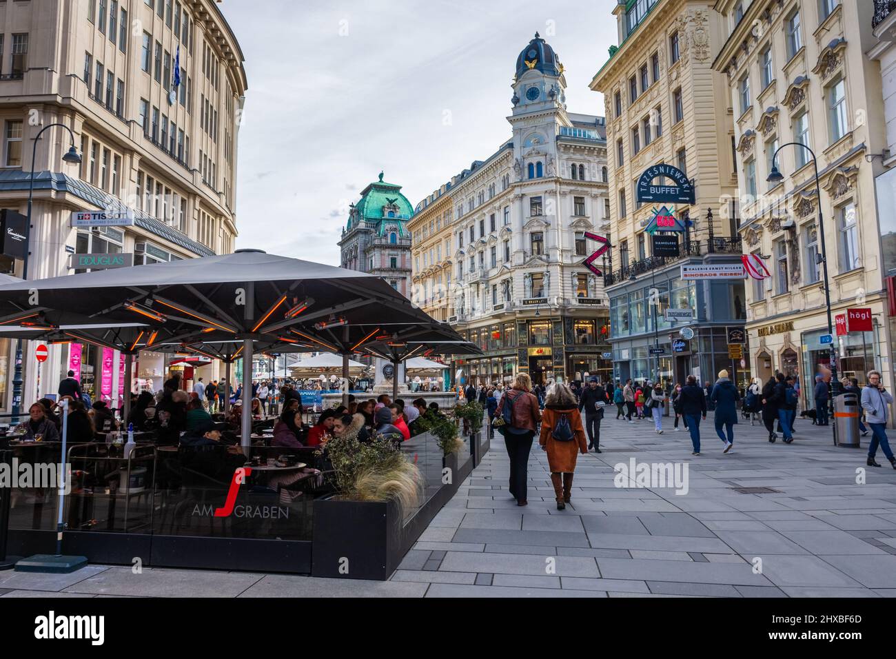 VIENNA, AUSTRIA, 19 FEBRUARY 2022 Main walking street of Vienna City