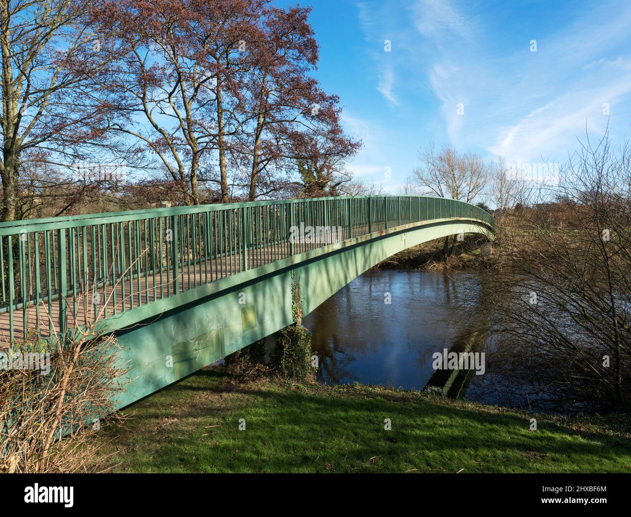 The Ings Footbridge over the River Wharfe leading to Wetherby Ings at Wetherby West Yorkshire England Stock Photo