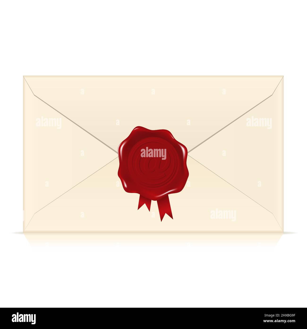 Envelope with wax stamp illustration isolated on white background. Stock Vector