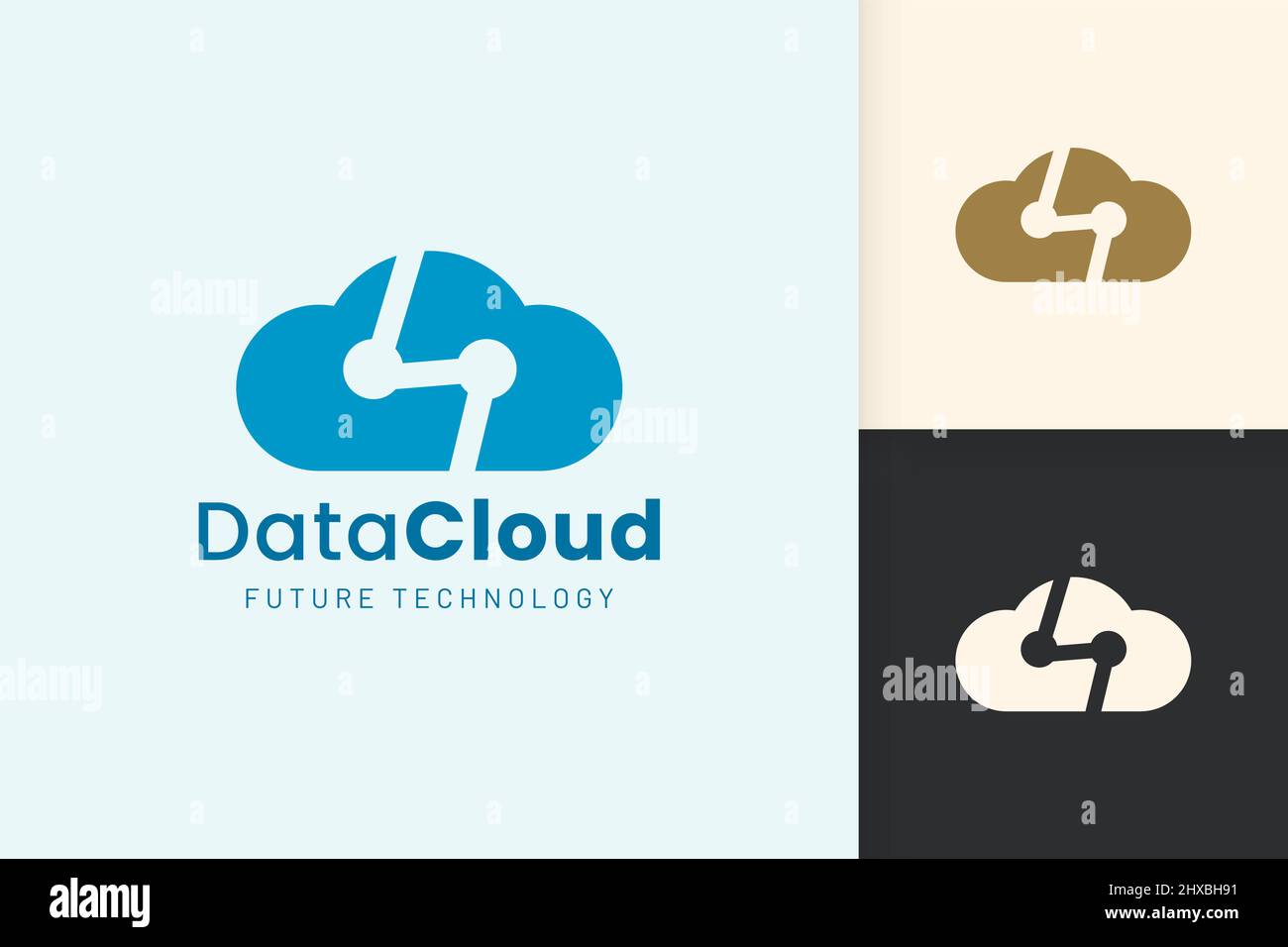 Cloud or Data Logo in modern style with blue color Stock Vector