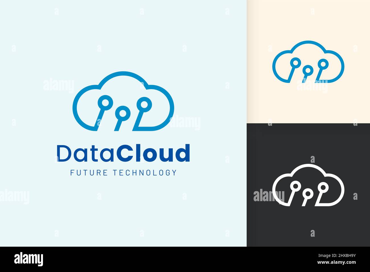 Cloud or Data Logo in modern style with blue color Stock Vector