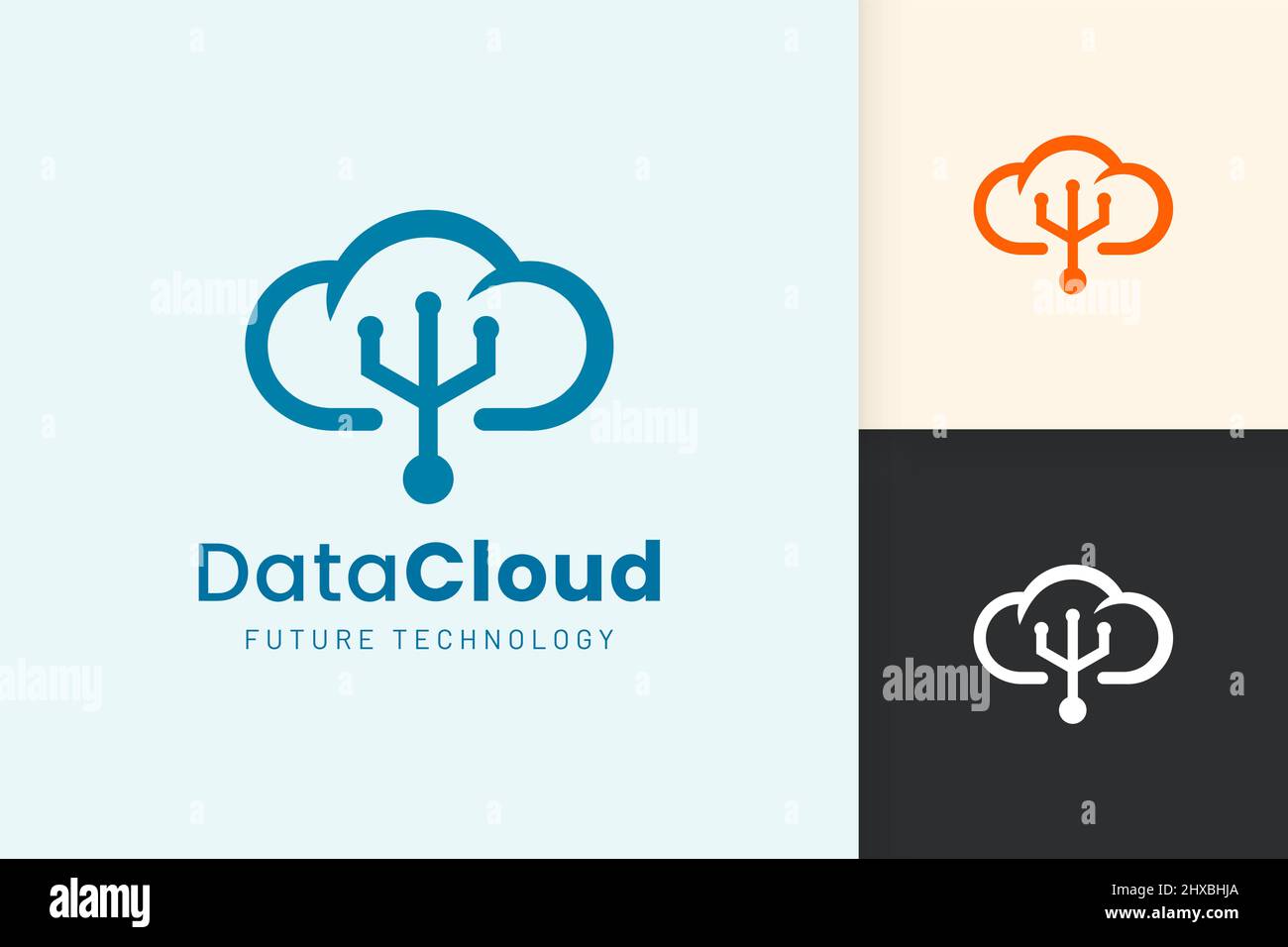 Cloud or Data Logo in modern style with blue color Stock Vector