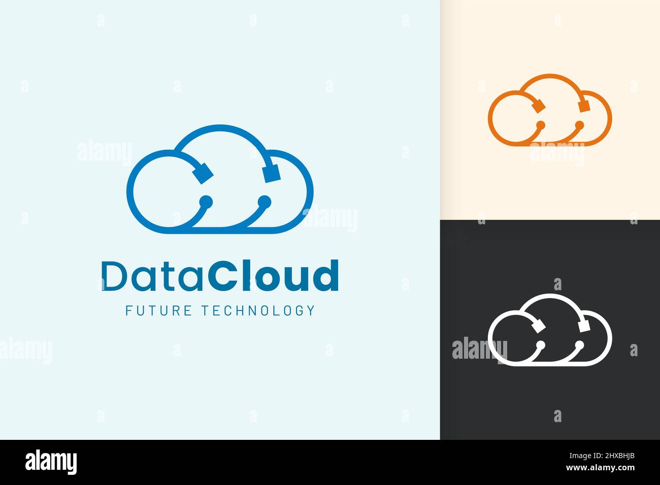 Cloud or Data Logo in modern style with blue color Stock Vector