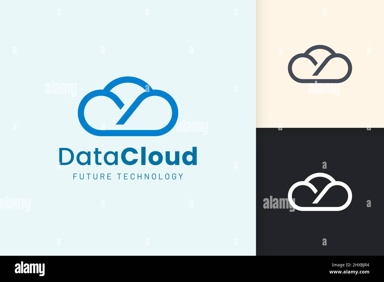 Cloud or Data Logo in modern style with blue color Stock Vector