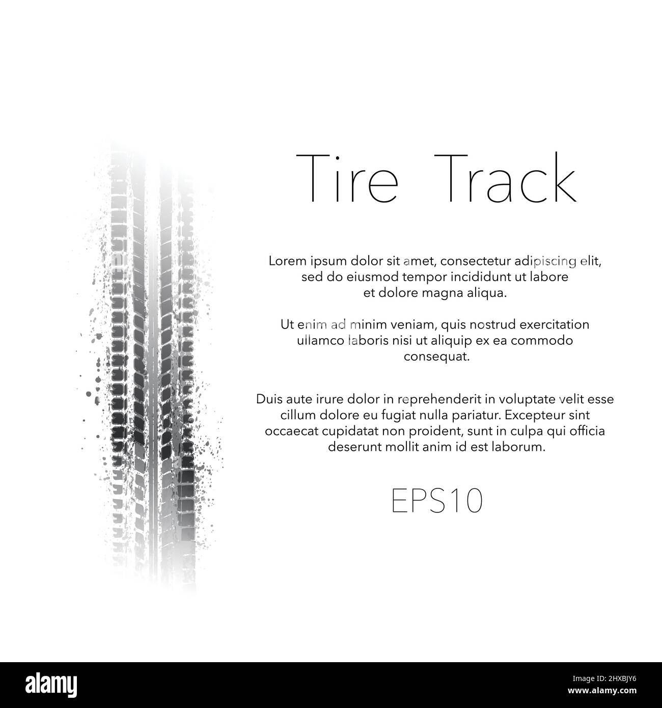 Tire Tracks grunge silhouettes text Stock Vector
