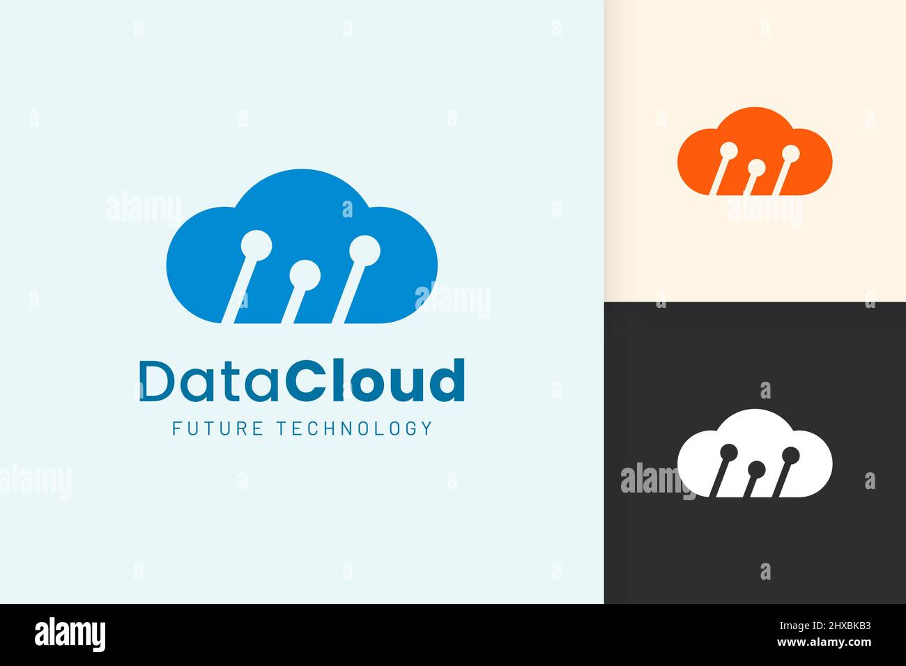 Cloud or Data Logo in modern style with blue color Stock Vector Image ...