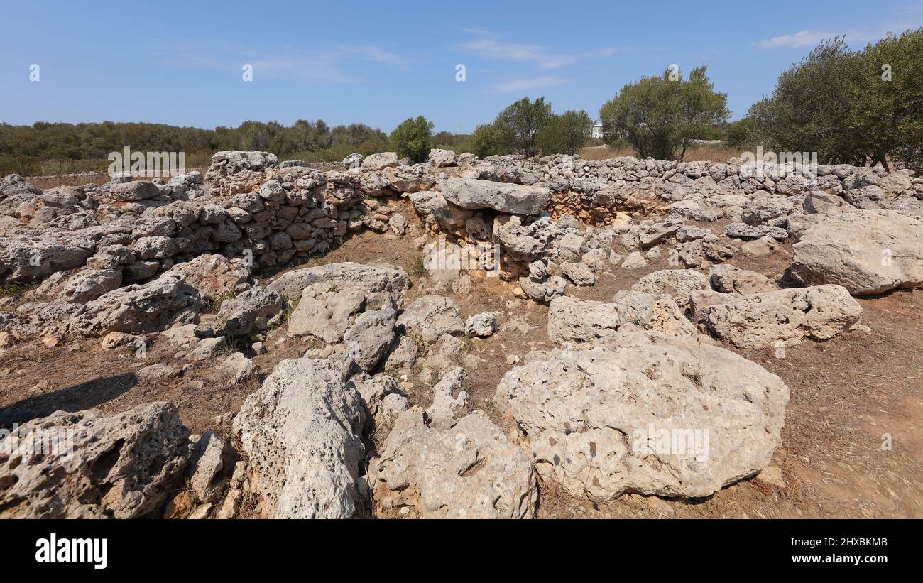 This photo was taken in Trepucó talayotic settlement, Menorca, Balearic Islands, Spain. Stock Photo