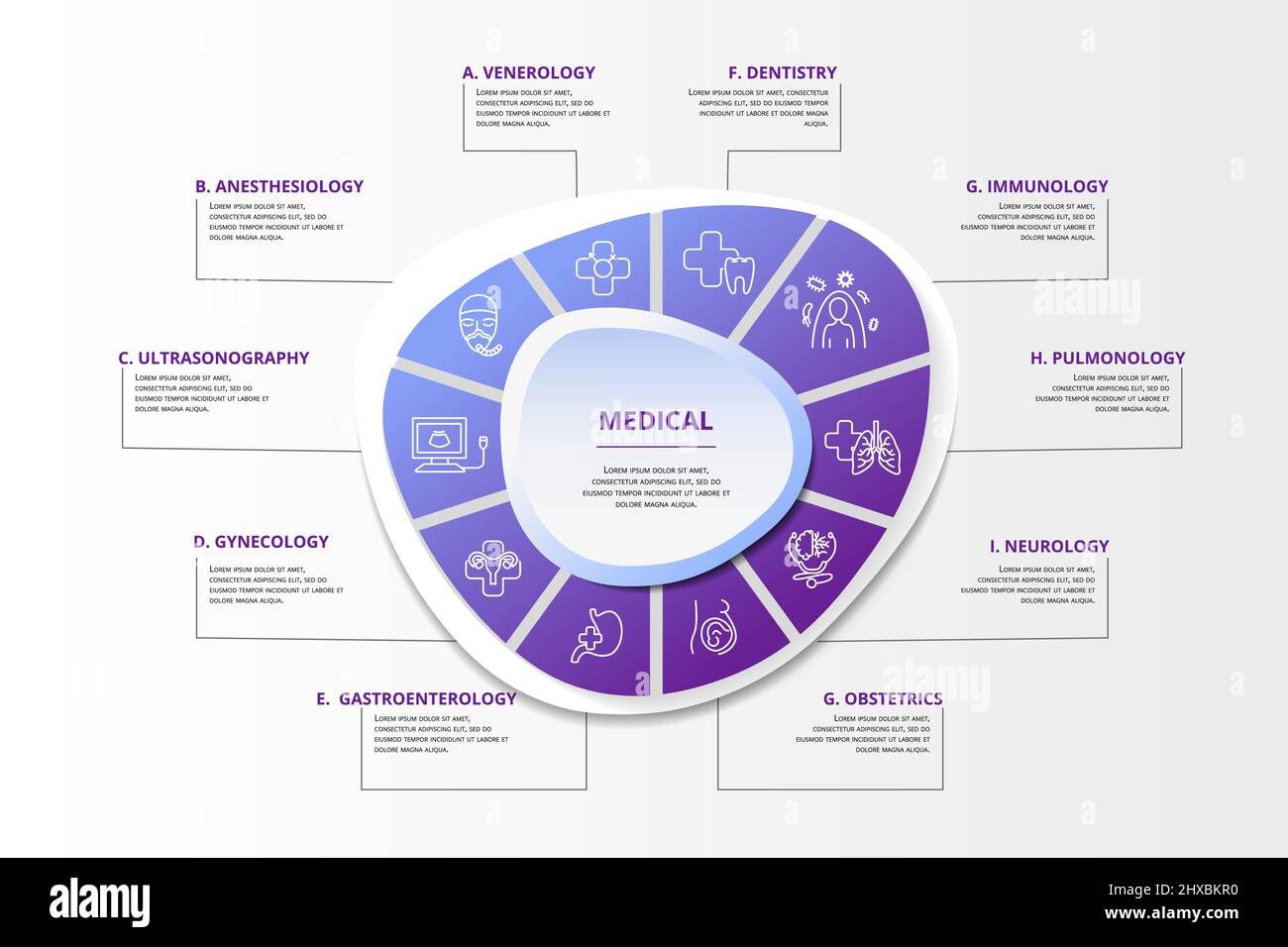Infographic Medical template. Icons in different colors. Include ...