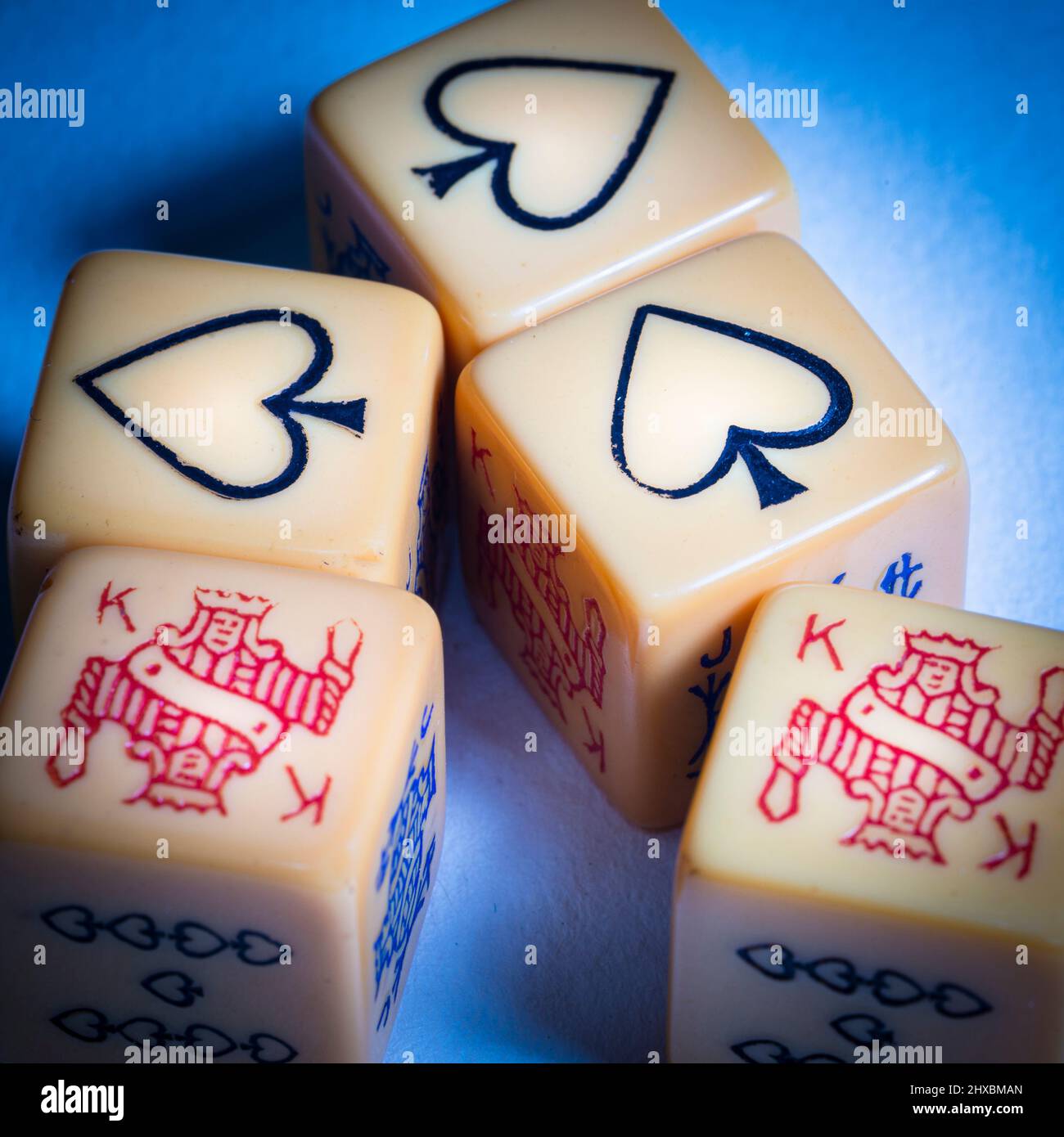 Poker dice game set. Stock Photo